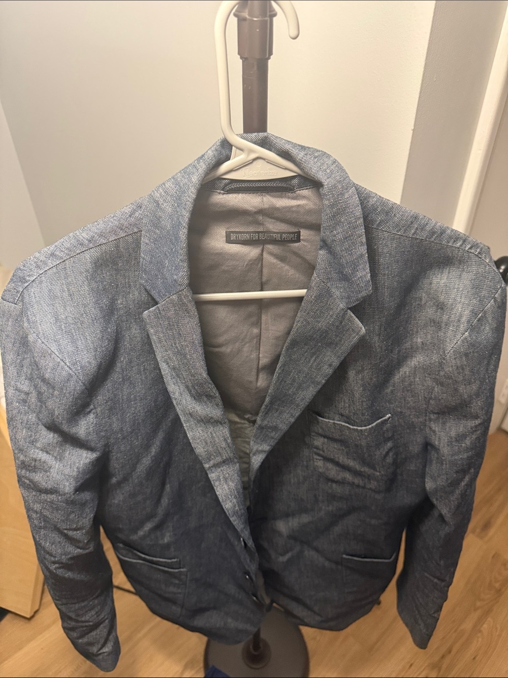 Drykorn Men's Blue Chambray Blazer